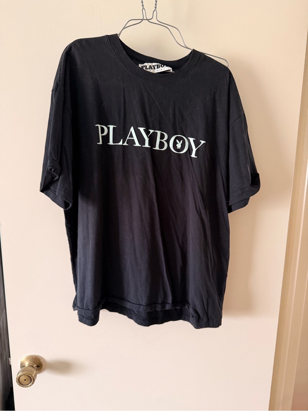 PLAYBOY Black Tee with White Logo - Men's Short Sleeve